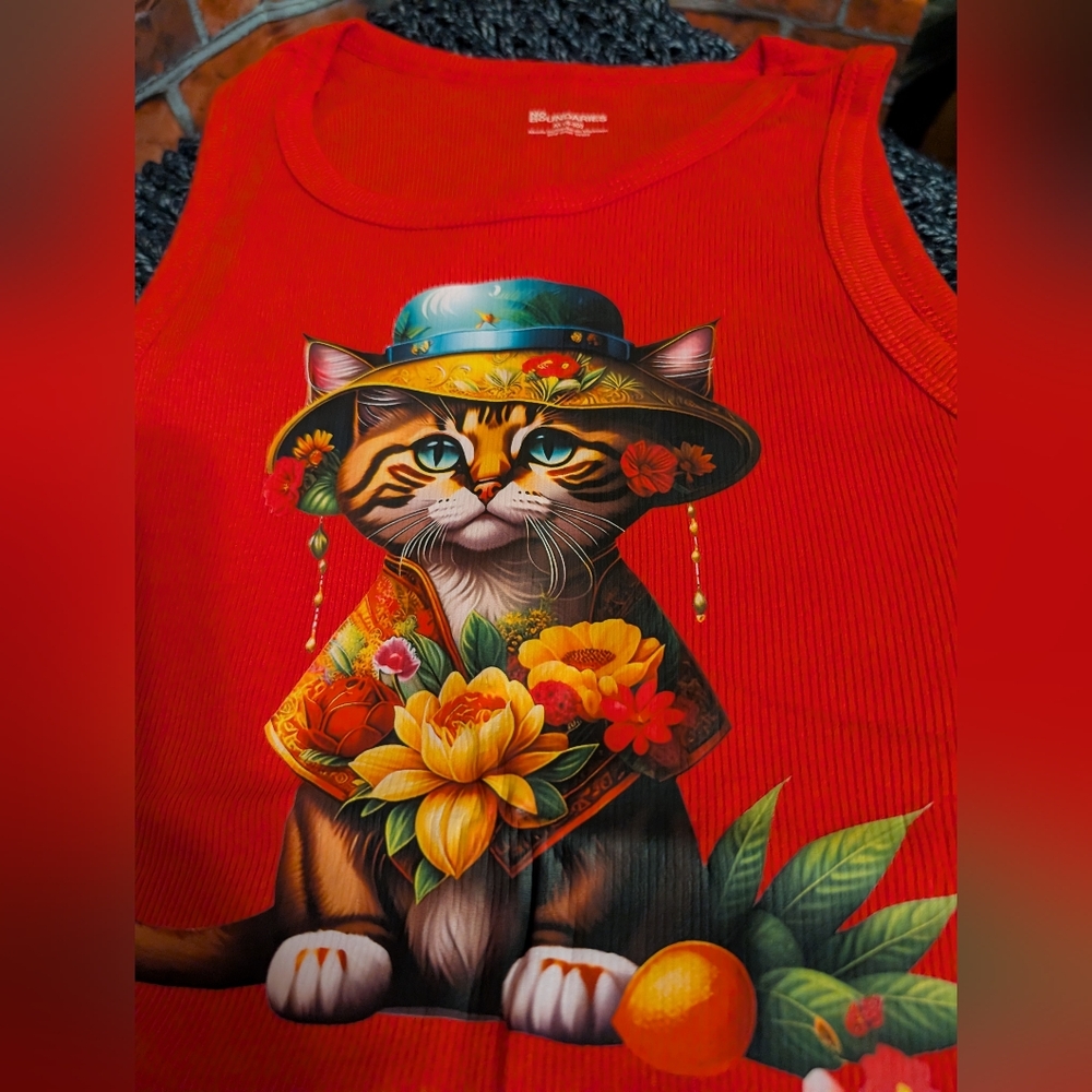 No Boundaries Red Cat Tank Top